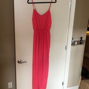 Coral colored maxi dress